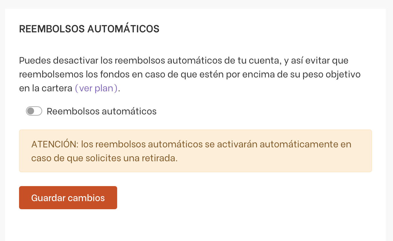 Captura del área privada del cliente donde muestra la sección donde se puede configurar